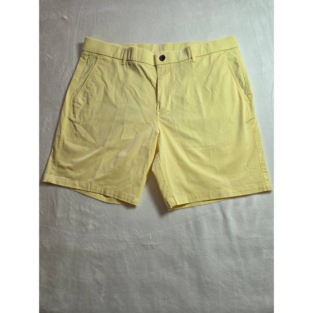 Greyson Mens Yellow Cotton‎ Stretch Golf Shorts Size 36 Flat Front Casual
